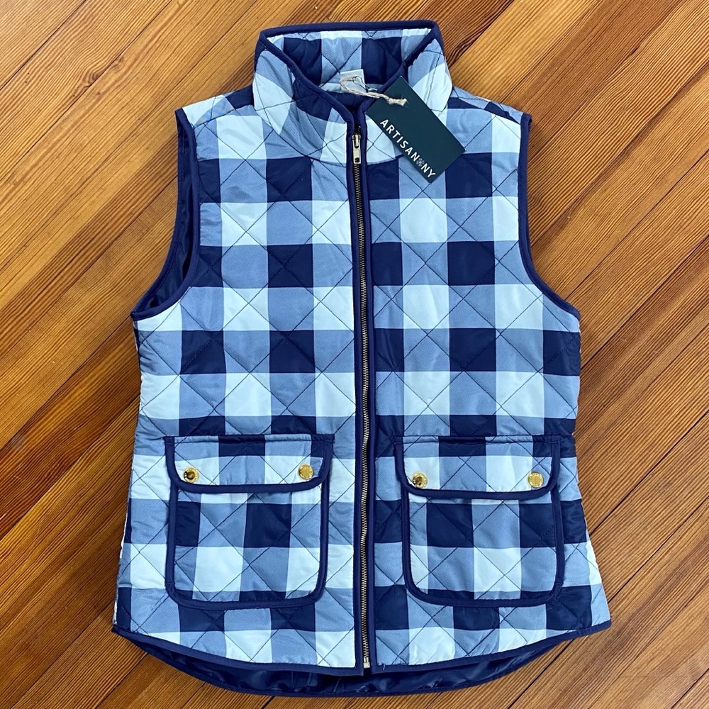NWT ArtisanNY Buffalo Check Vest JCrew Look-A-Like